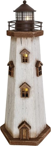 Wooden lighthouse with lights - wooden,